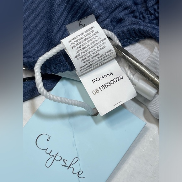 NWT Cupshe Deep Love Solid Bikini Set Tie Knot Mid Slate Ribbed Blue Size L - Picture 11 of 11